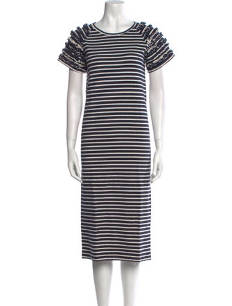 Caron Callahan Striped Midi Length Dress