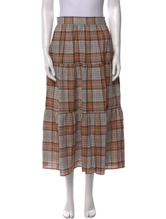 Caron Callahan Plaid Print Midi Length Skirt