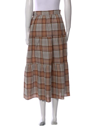 Caron Callahan Plaid Print Midi Length Skirt