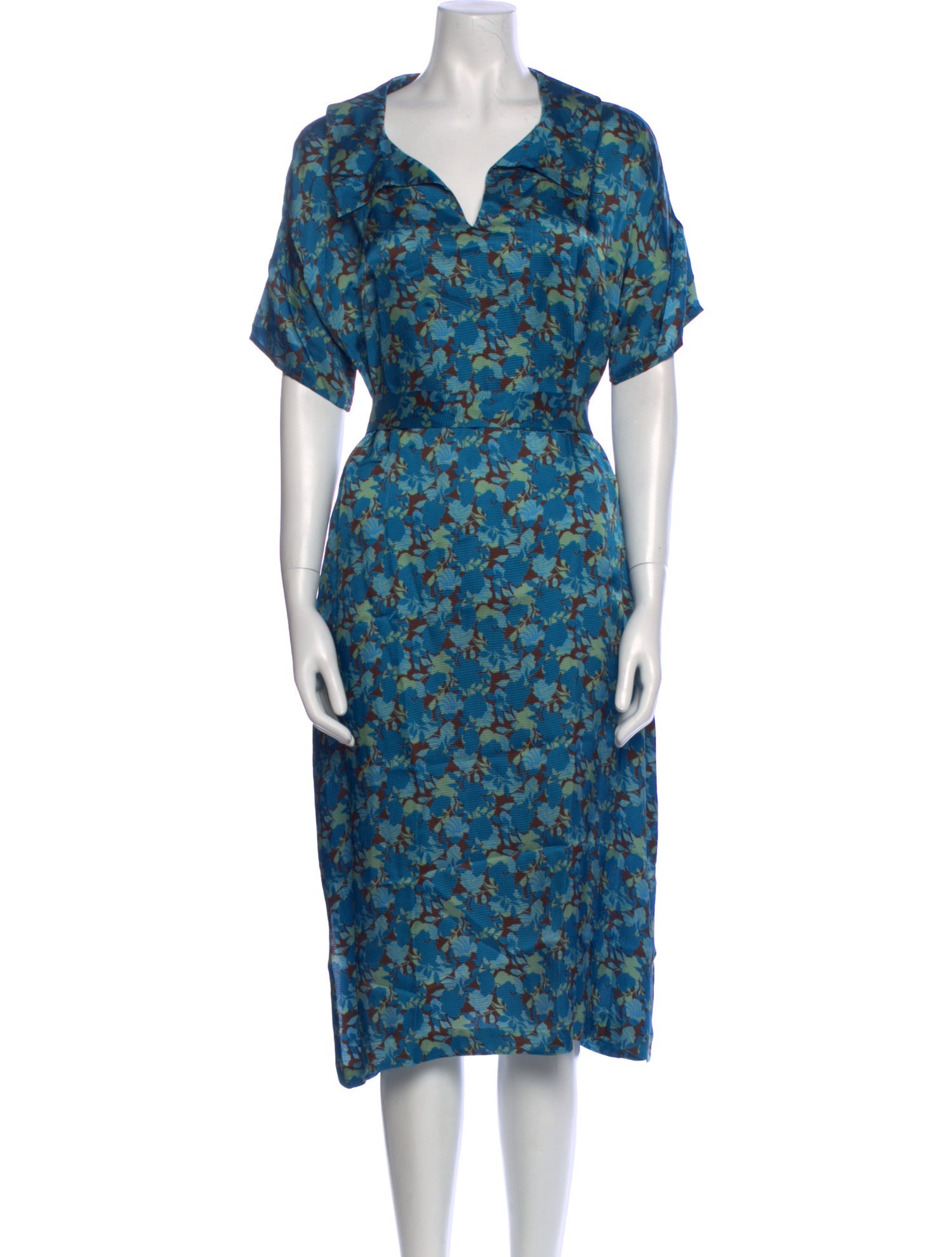 Caron Callahan Floral Print Midi Length Dress