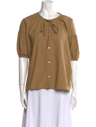 Caron Callahan Crew Neck Short Sleeve Button-Up Top
