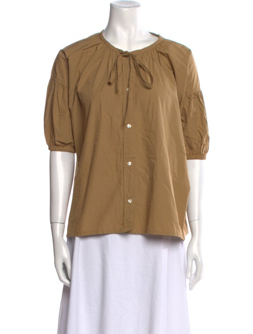 Caron Callahan Crew Neck Short Sleeve Button-Up Top