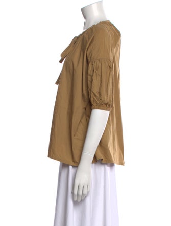 Caron Callahan Crew Neck Short Sleeve Button-Up Top