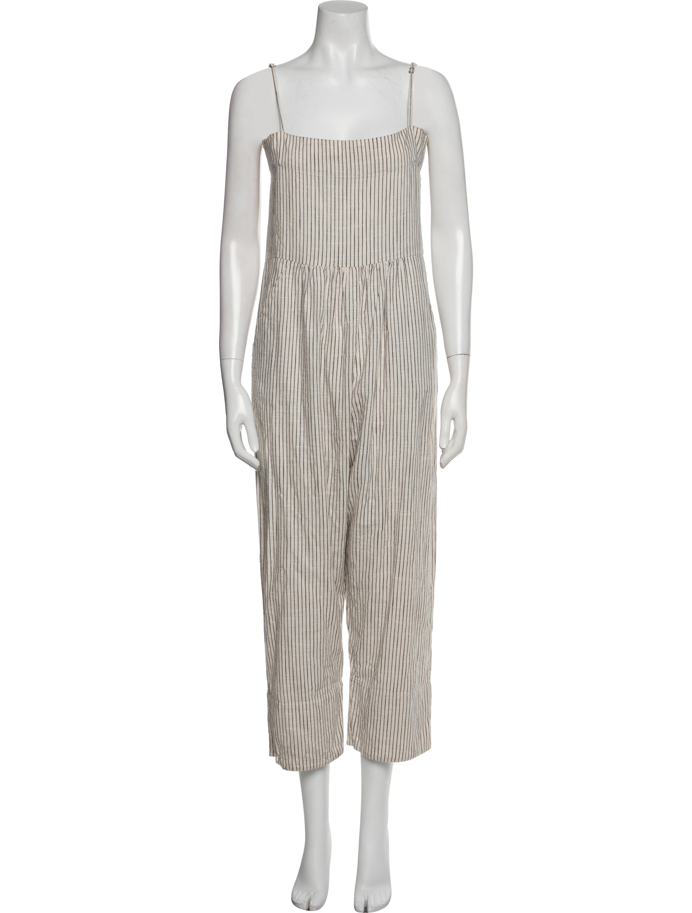 Caron Callahan Striped Square Neckline Jumpsuit