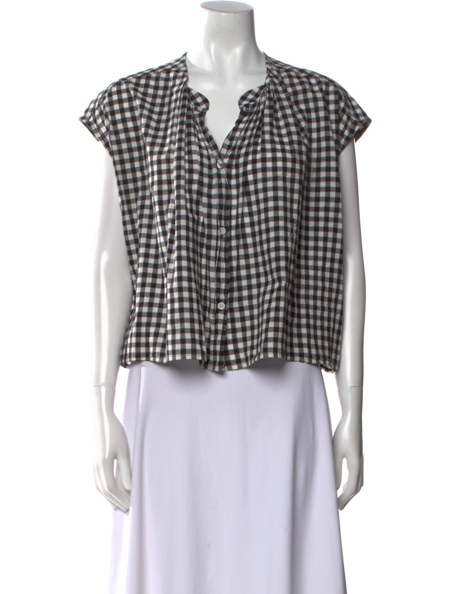 Caron Callahan Plaid Print V-Neck Crop Top
