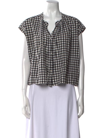 Caron Callahan Plaid Print V-Neck Crop Top