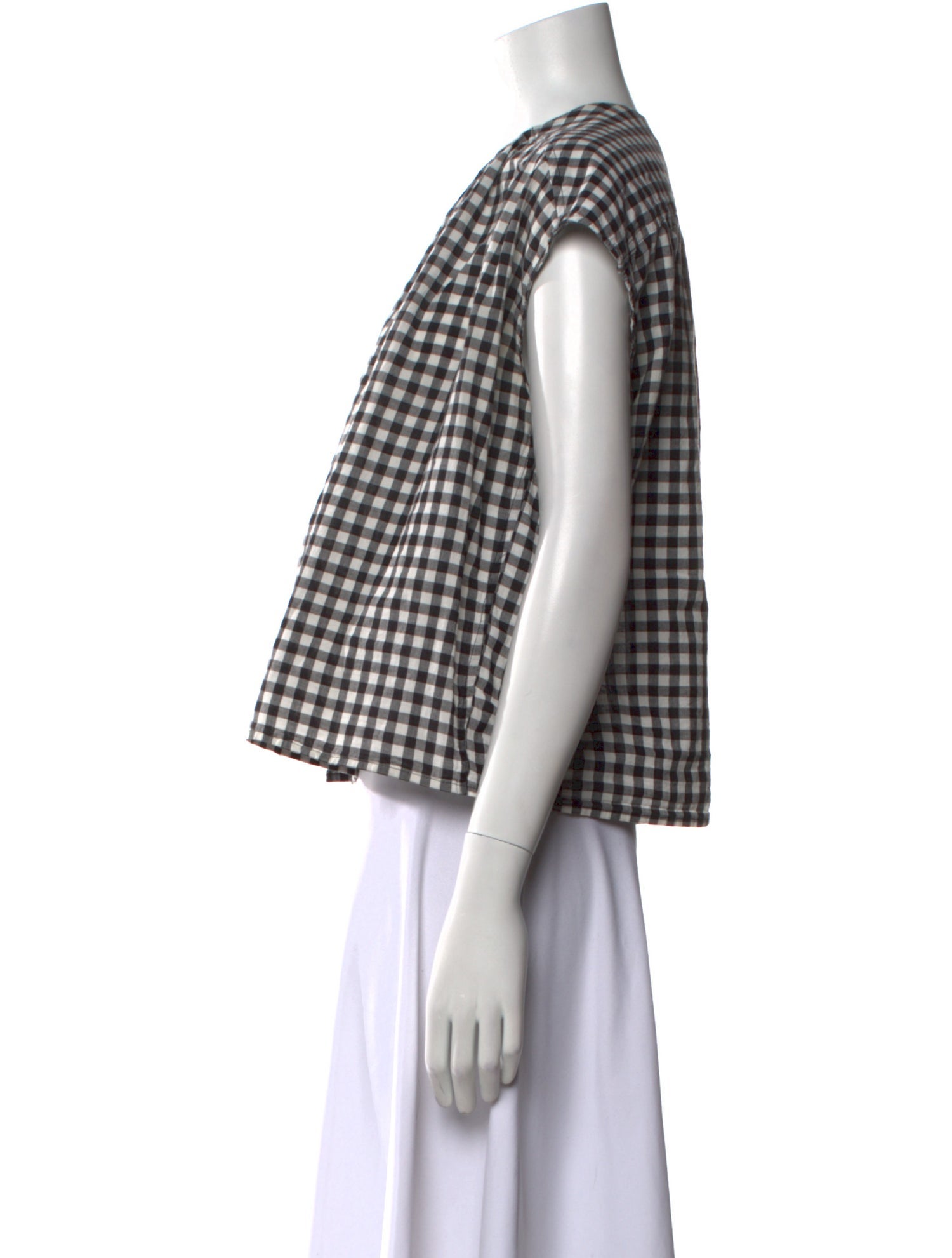 Caron Callahan Plaid Print V-Neck Crop Top