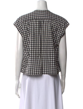 Caron Callahan Plaid Print V-Neck Crop Top