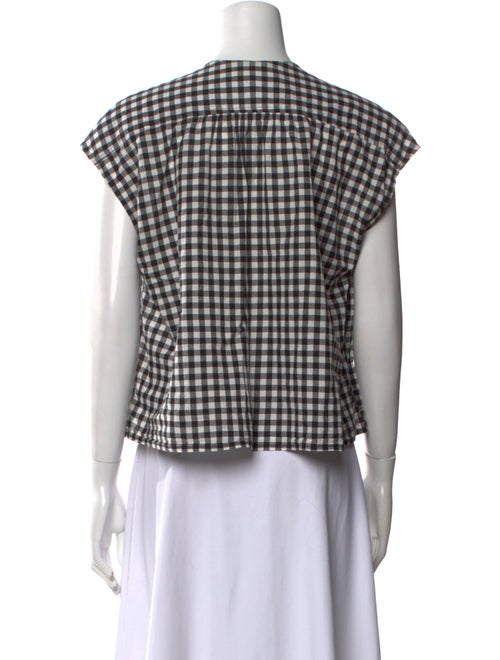 Caron Callahan Plaid Print V-Neck Crop Top