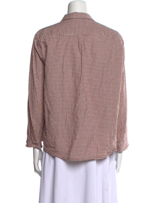 Caron Callahan Plaid Print Three-Quarter Sleeve Button-Up Top