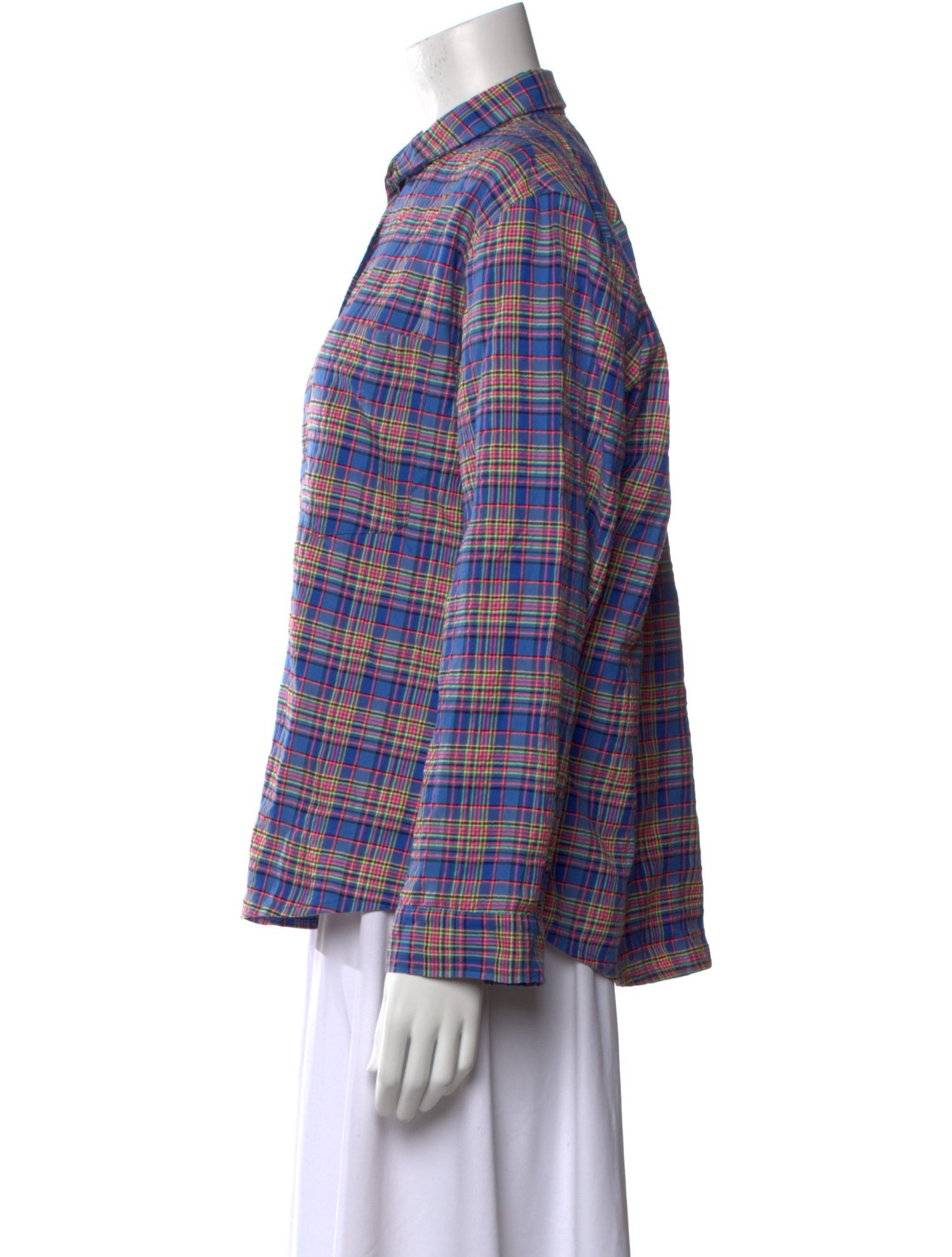 Caron Callahan Plaid Print Long Sleeve Button-Up Top