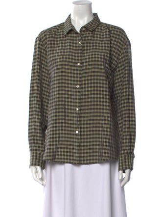 Caron Callahan Plaid Print Long Sleeve Button-Up Top