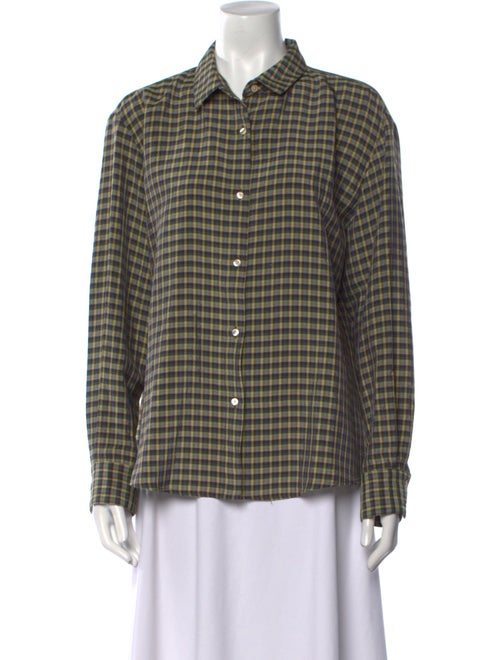 Caron Callahan Plaid Print Long Sleeve Button-Up Top
