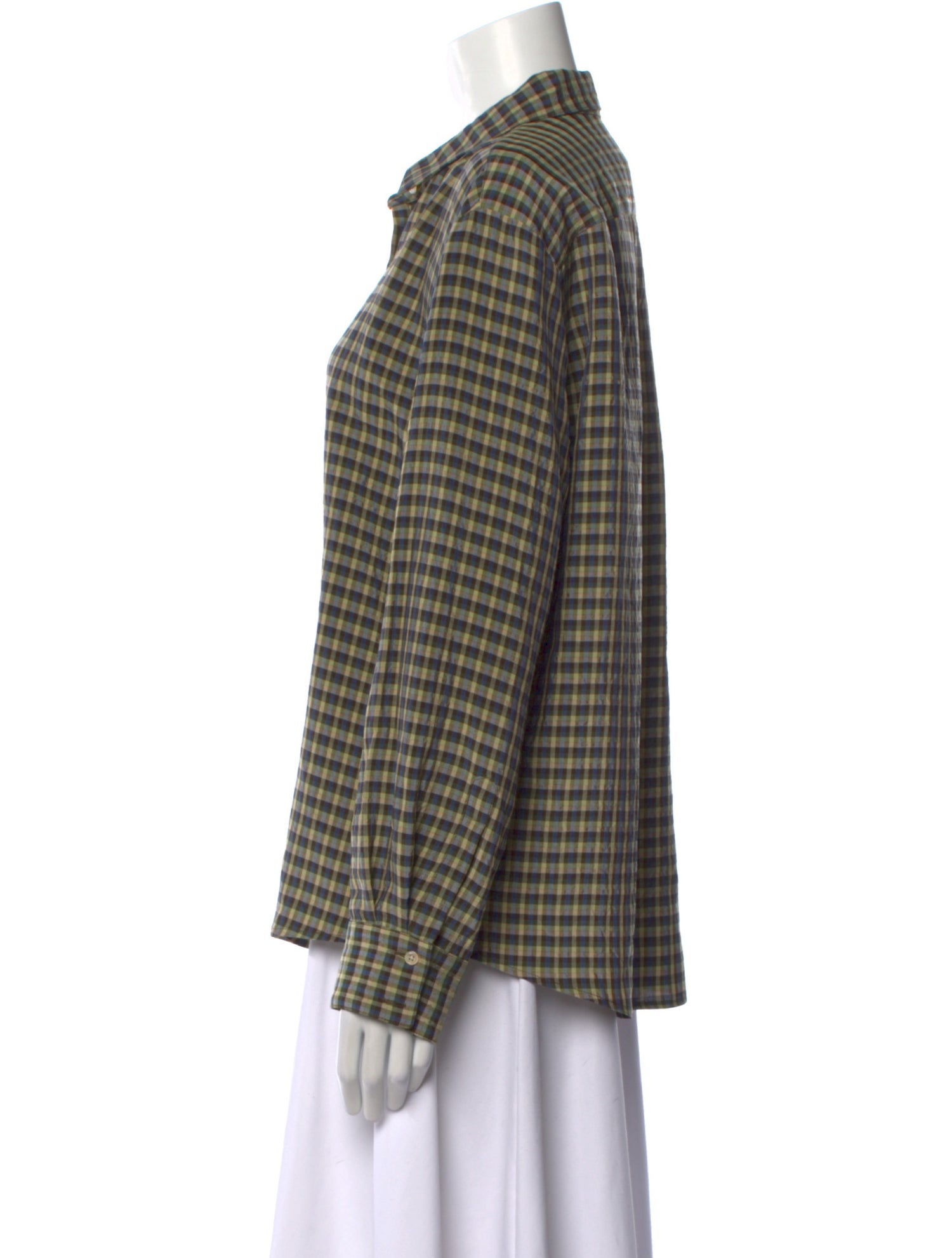 Caron Callahan Plaid Print Long Sleeve Button-Up Top