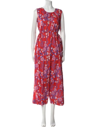 Caron Callahan Floral Print Scoop Neck Jumpsuit