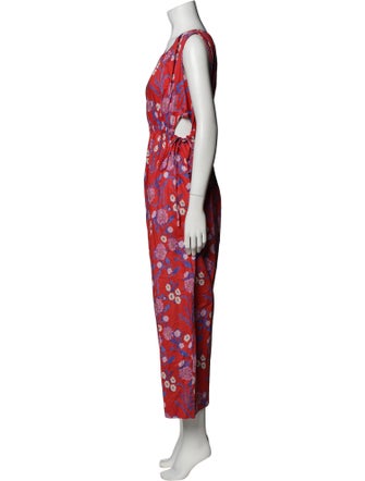 Caron Callahan Floral Print Scoop Neck Jumpsuit