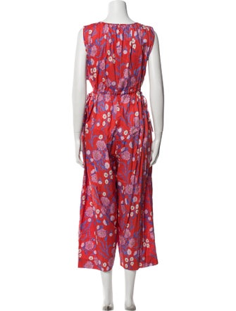 Caron Callahan Floral Print Scoop Neck Jumpsuit