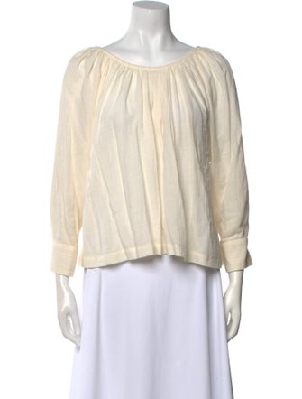 Caron Callahan Scoop Neck Three-Quarter Sleeve Blouse