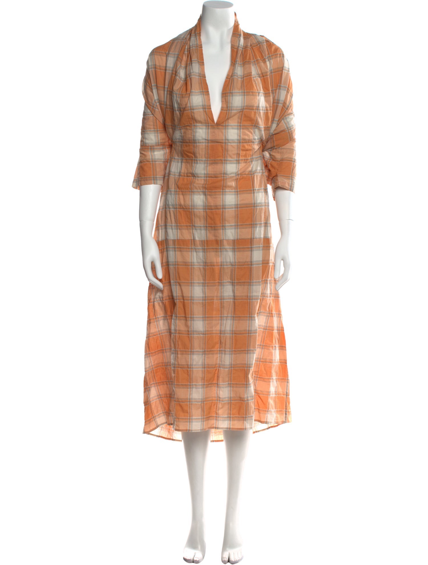 Caron Callahan Plaid Print Midi Length Dress w/ Tags