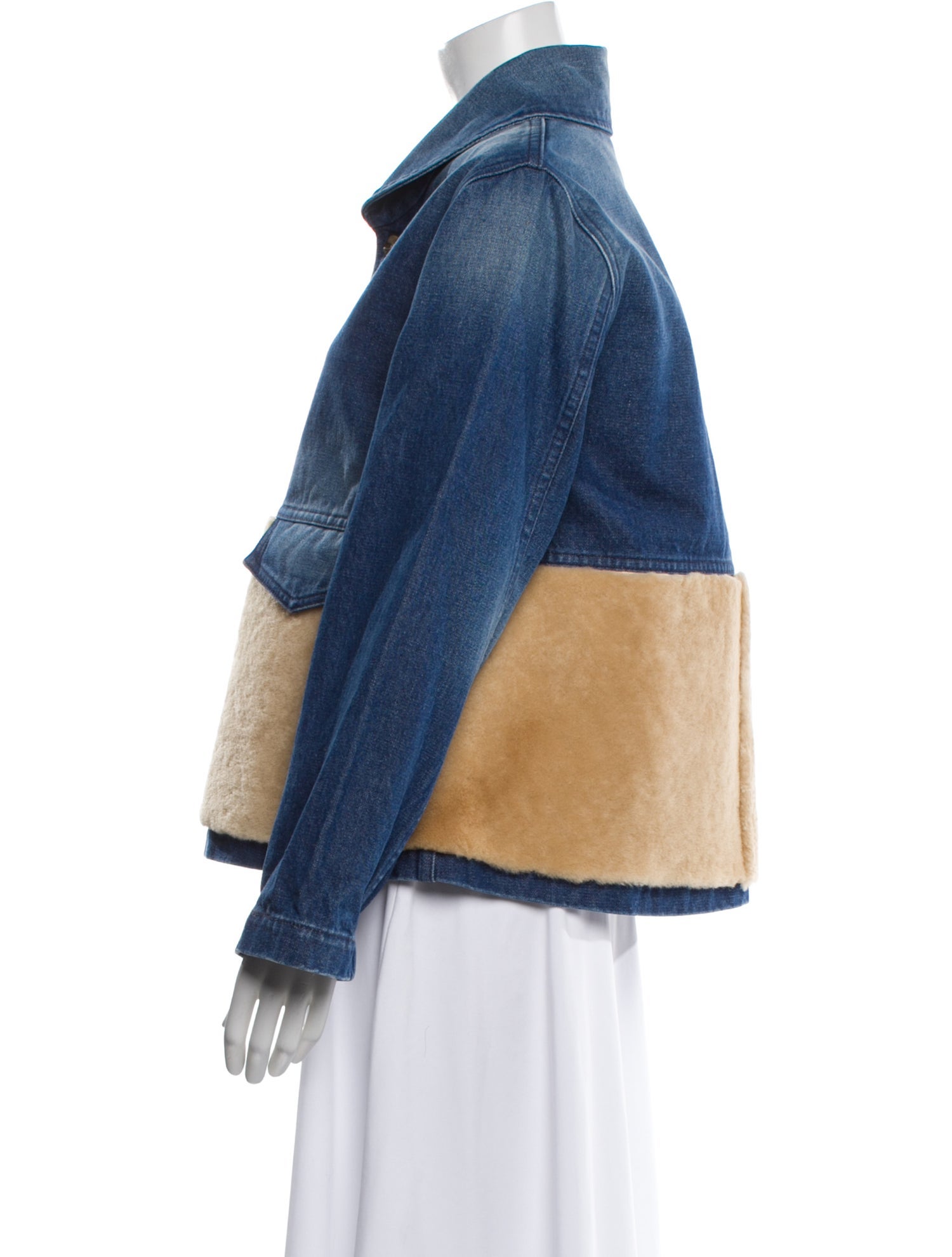 Caron Callahan Colorblock Pattern Fur Jacket