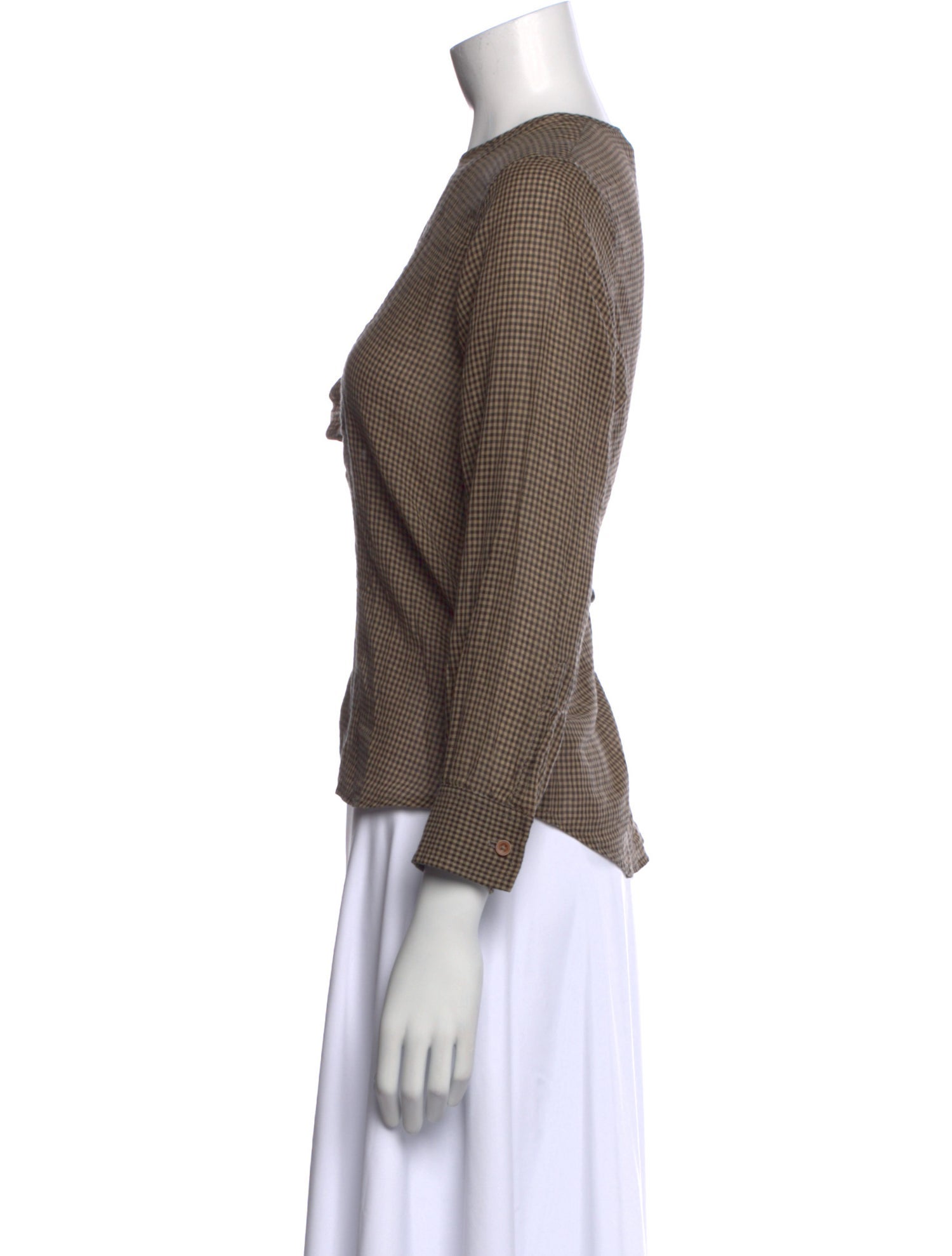 Caron Callahan Plaid Print Crew Neck Top