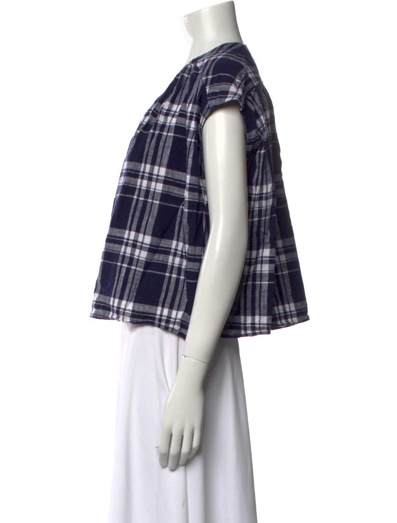 Caron Callahan Plaid Print V-Neck Blouse