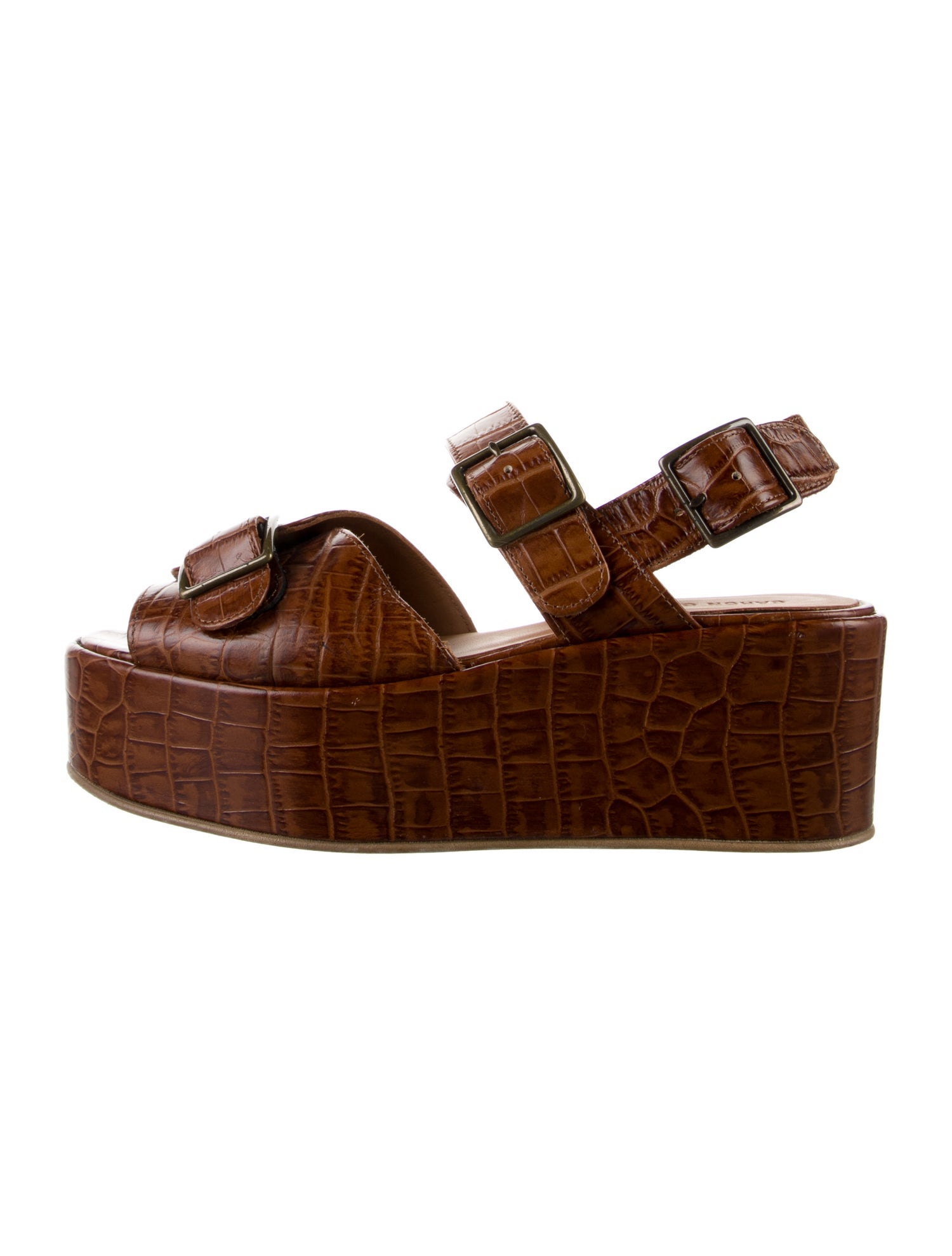 Caron Callahan Embossed Leather Slingback Pumps