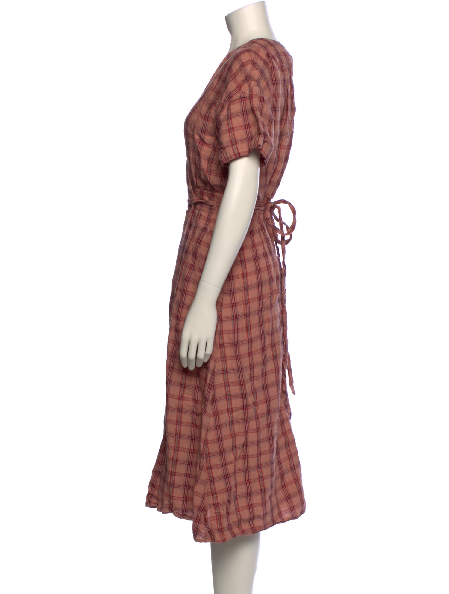 Caron Callahan Plaid Print Midi Length Dress
