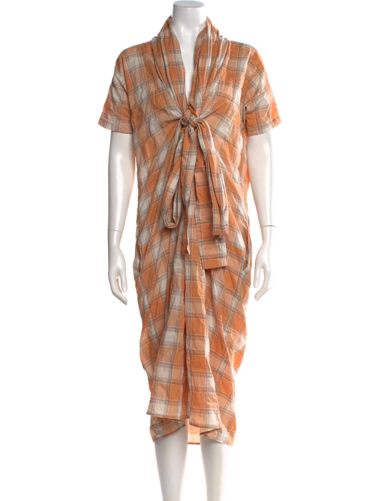Caron Callahan Plaid Print Midi Length Dress