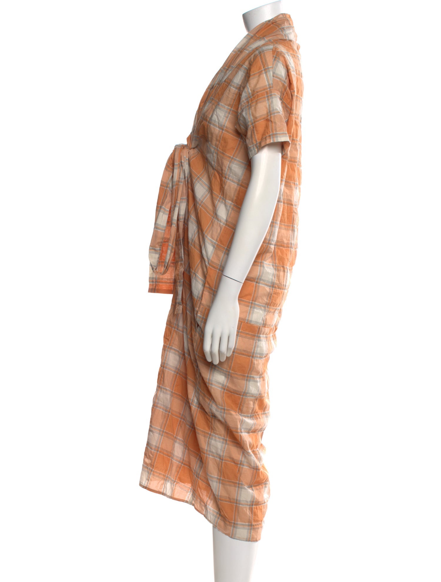 Caron Callahan Plaid Print Midi Length Dress