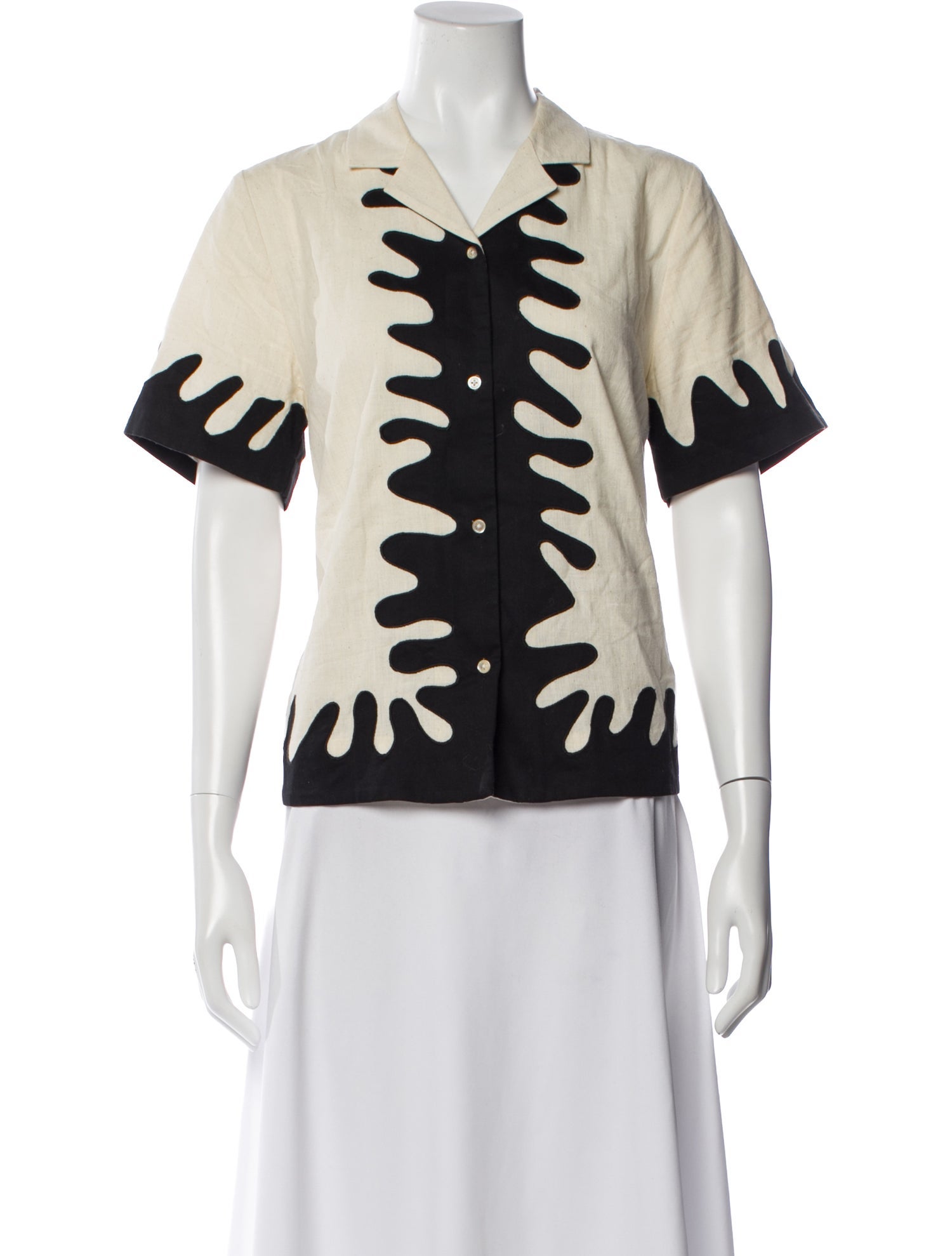 Caron Callahan Patterned Short Sleeve Button-Up Top