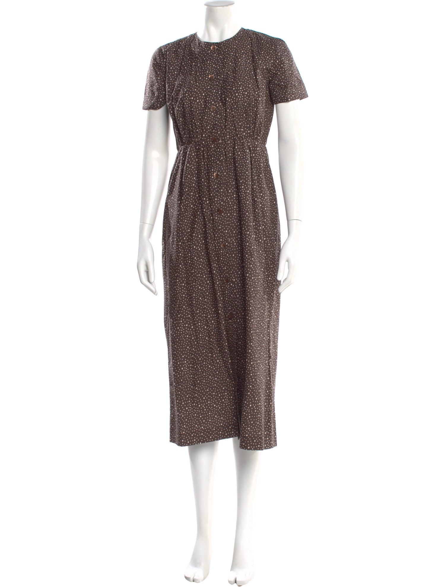 Caron Callahan Polka Dot Print Midi Length Dress