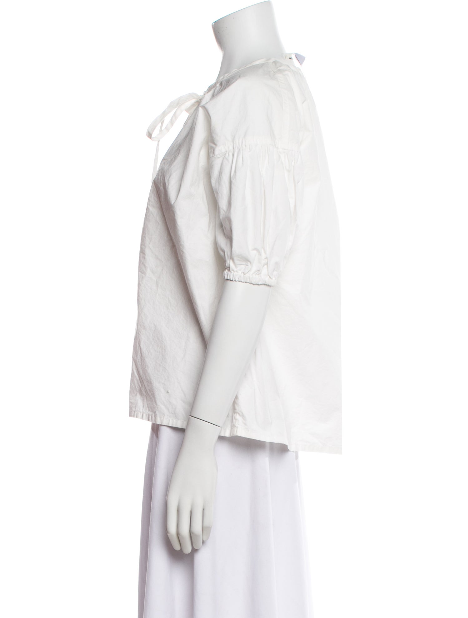 Caron Callahan Tie Neck Short Sleeve Blouse