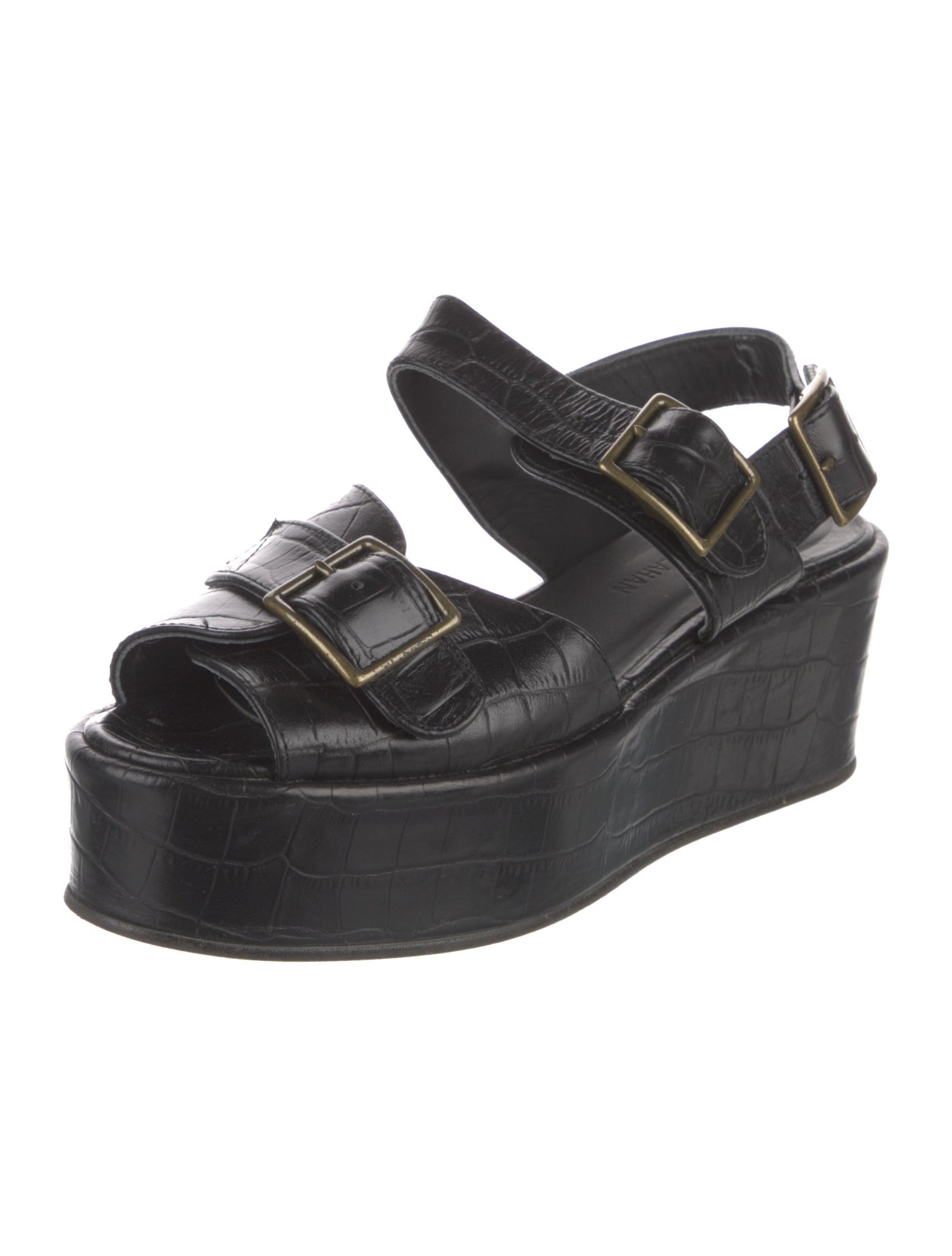 Caron Callahan Embossed Leather Slingback Sandals