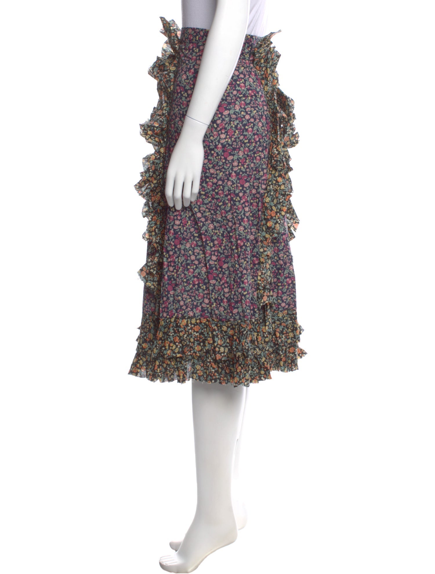 Caron Callahan Floral Print Midi Length Skirt