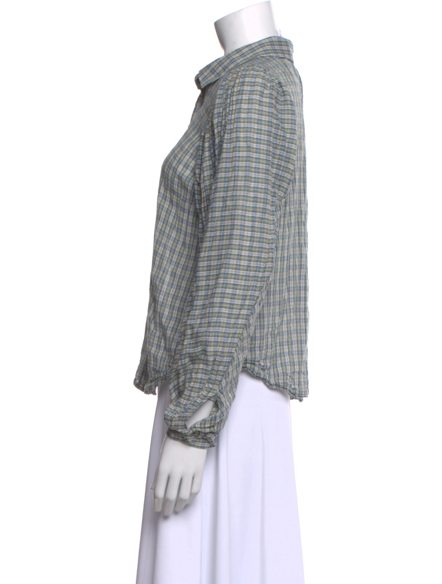 Caron Callahan Plaid Print Long Sleeve Button-Up Top