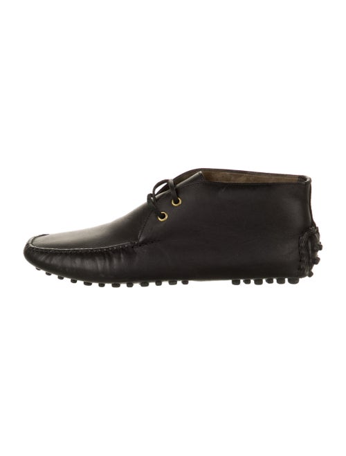 Car Shoe Leather Lace-Up Boots Black