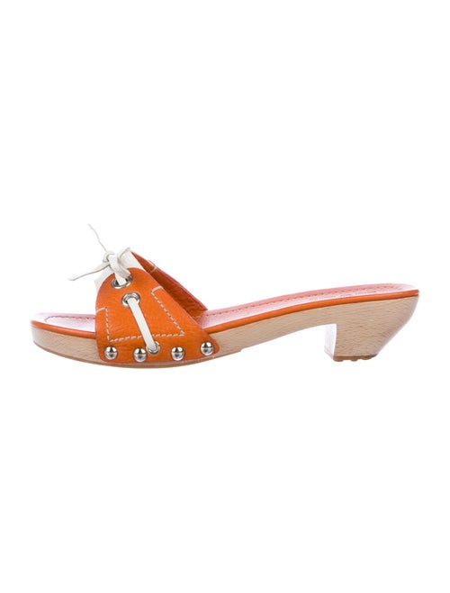 Car Shoe Leather Slides Orange