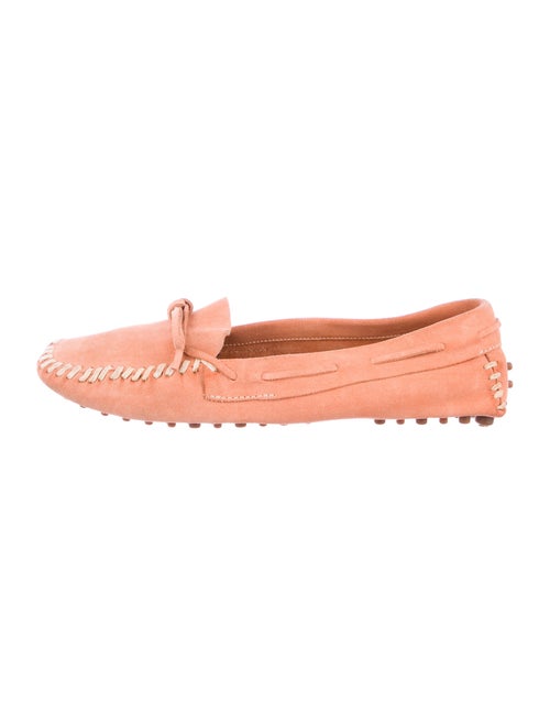 Car Shoe Suede Bow Accents Moccasins Pink