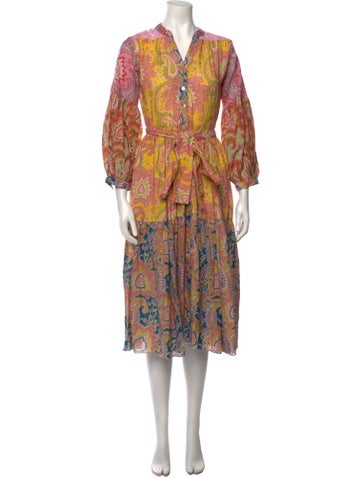 Charina Sarte Dresses Paisley Print Midi Length Dress XS