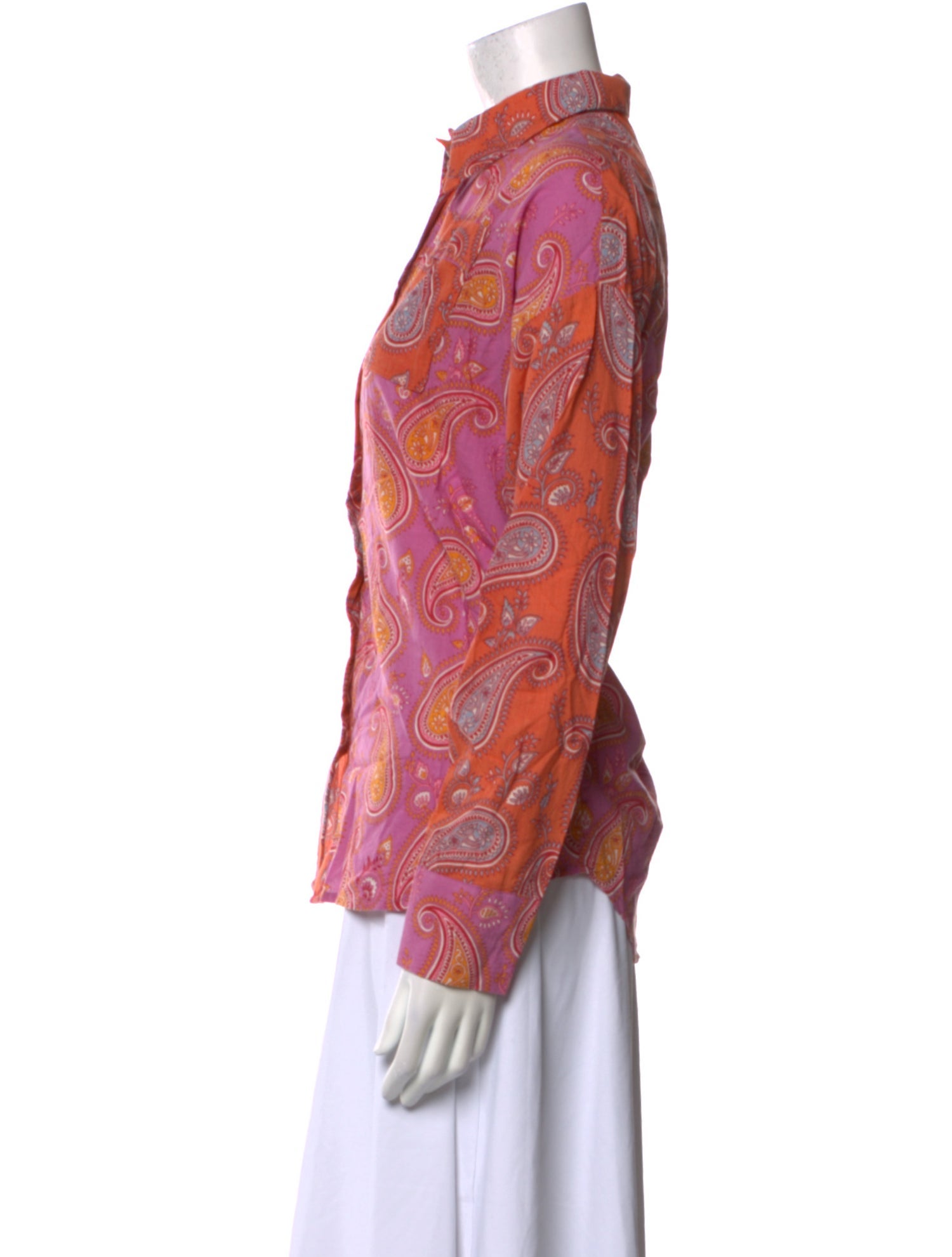 Charina Sarte Paisley Print Long Sleeve Button-Up Top
