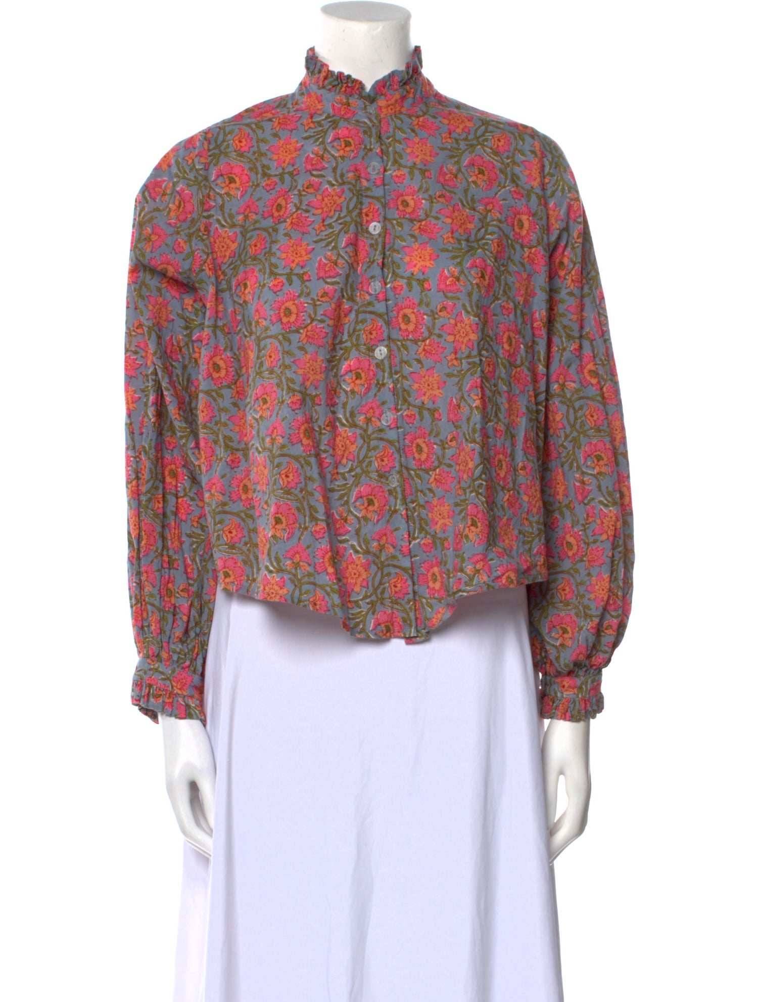 Charina Sarte Floral Print Mock Neck Blouse