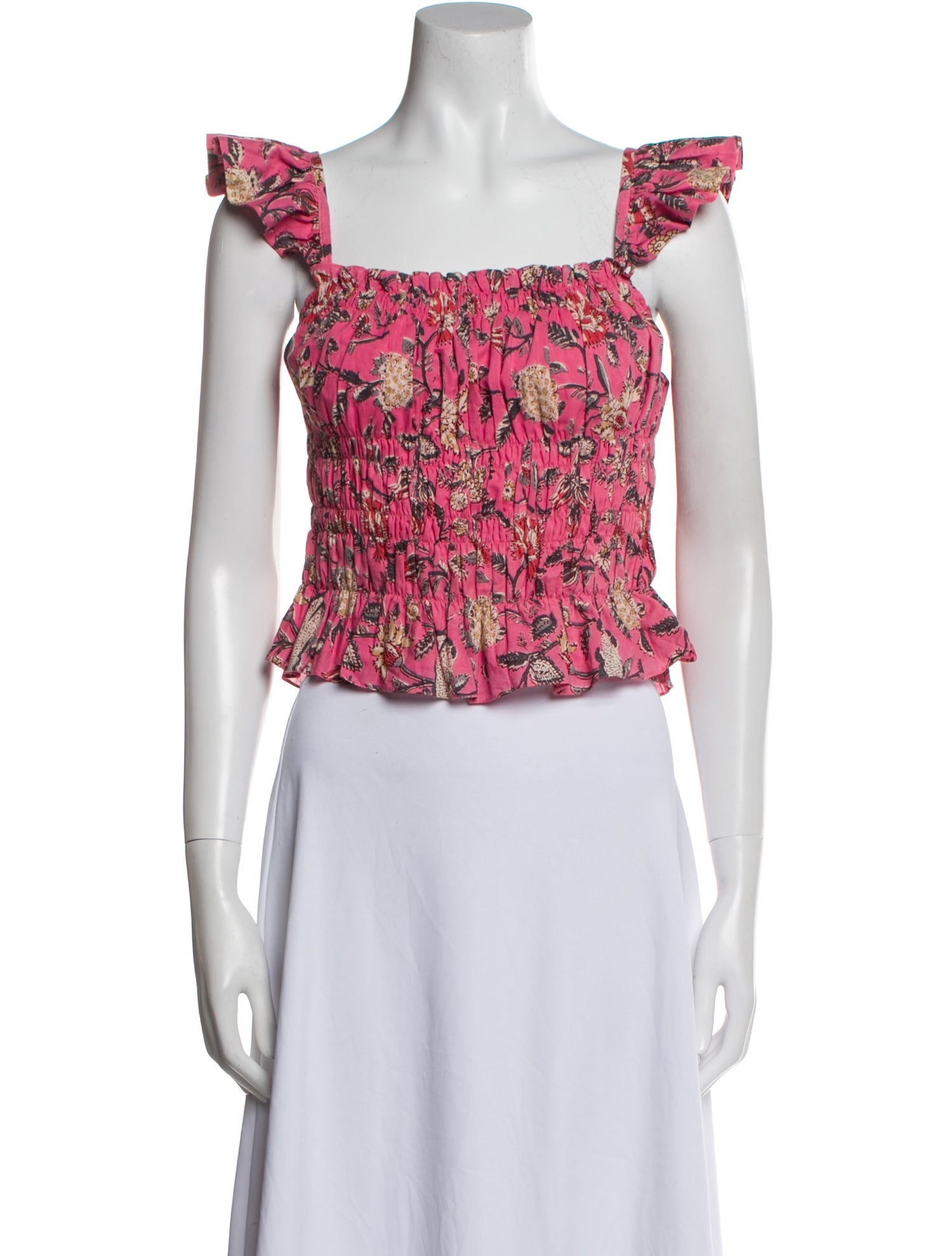 Charina Sarte Floral Print Square Neckline Crop Top