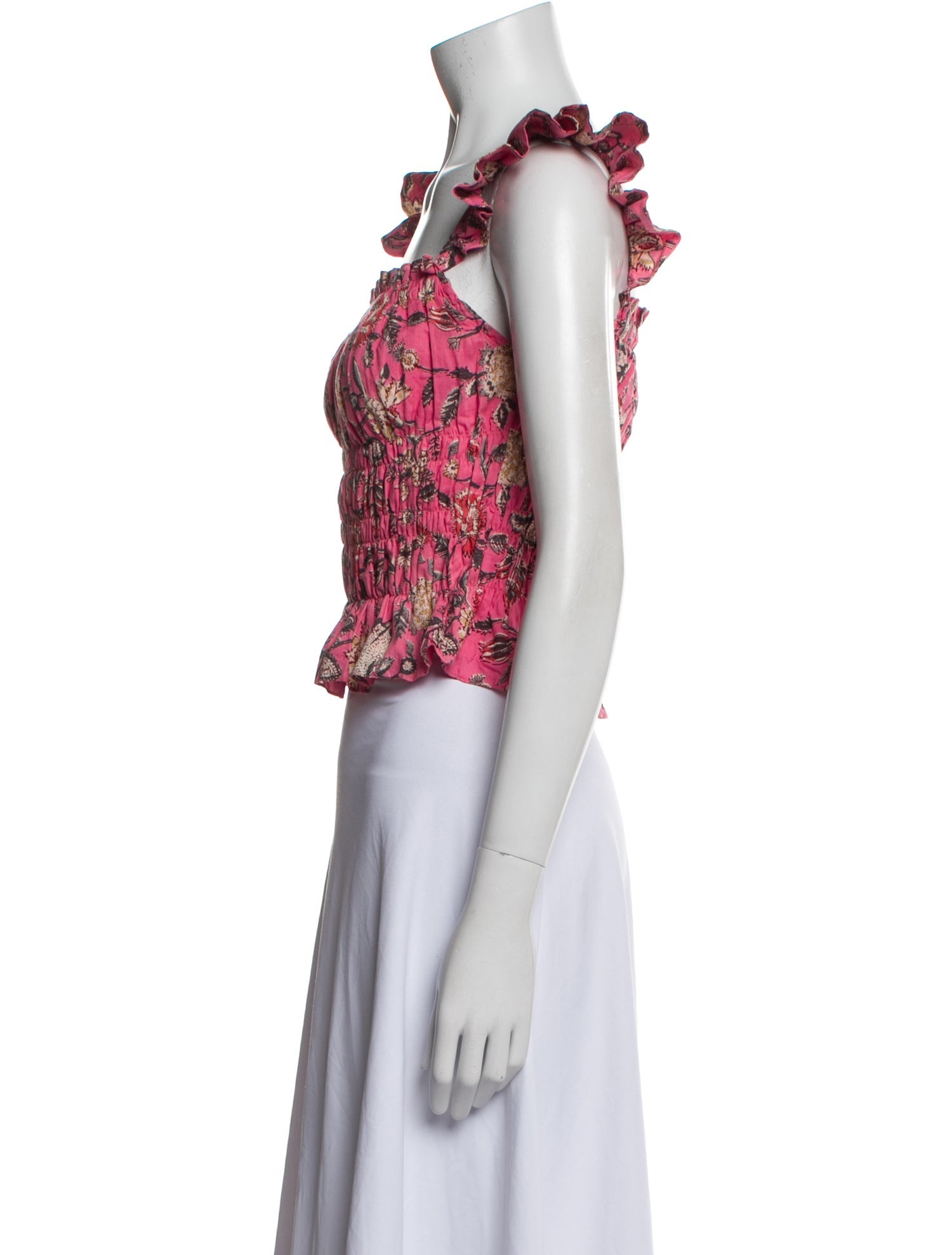 Charina Sarte Floral Print Square Neckline Crop Top