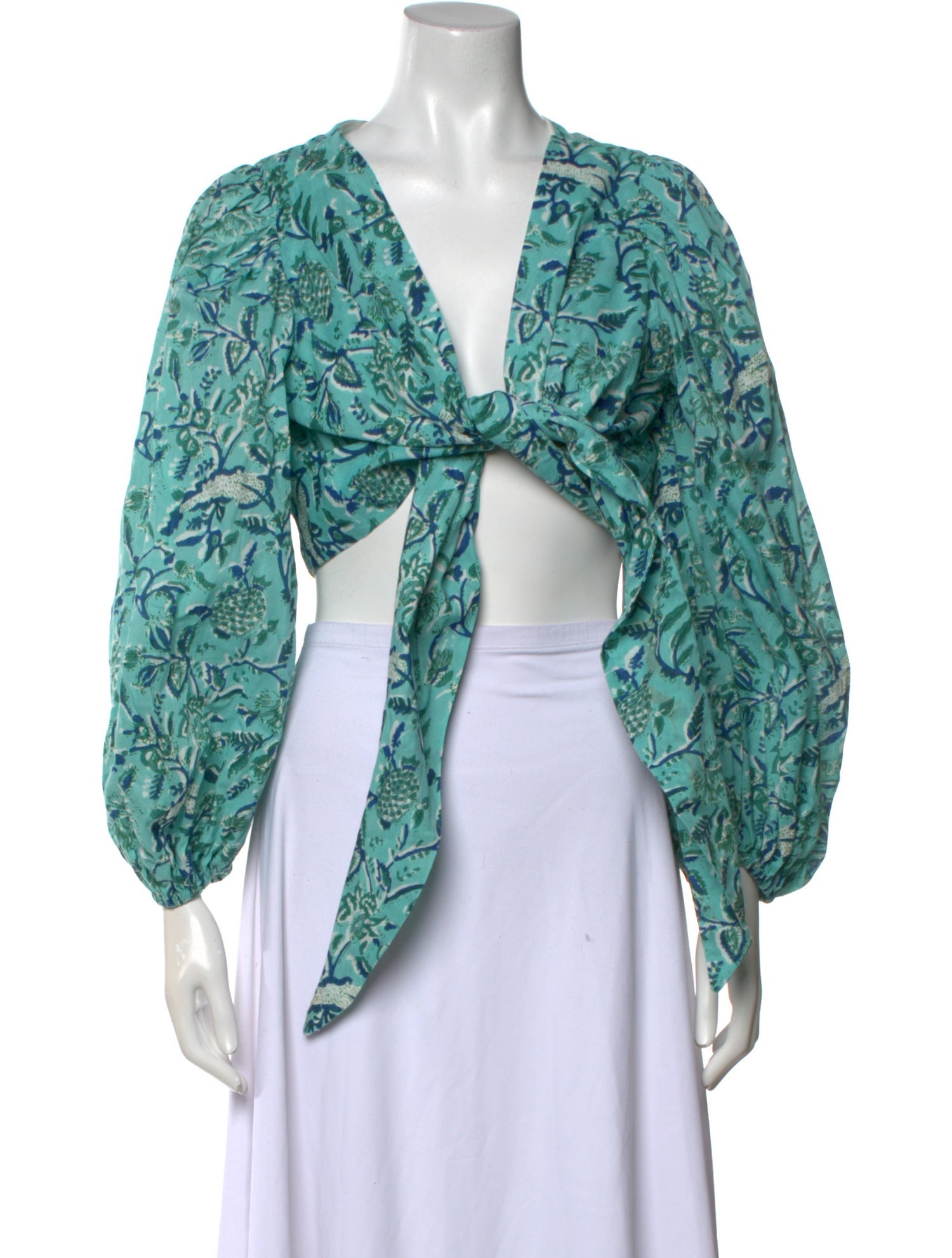 Charina Sarte Printed V-Neck Crop Top