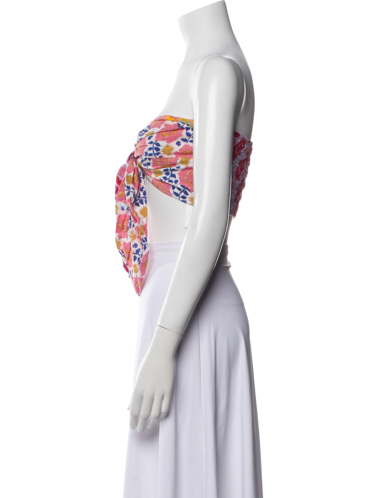 Charina Sarte Floral Print Strapless Crop Top