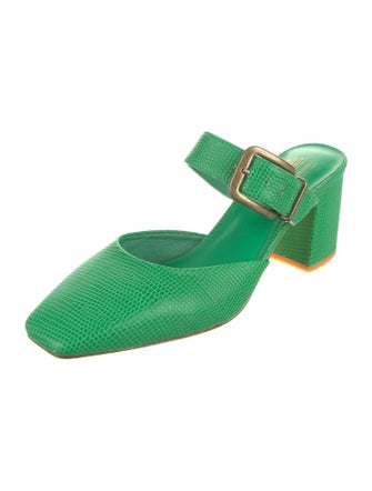 Charlotte Stone Embossed Leather Mules