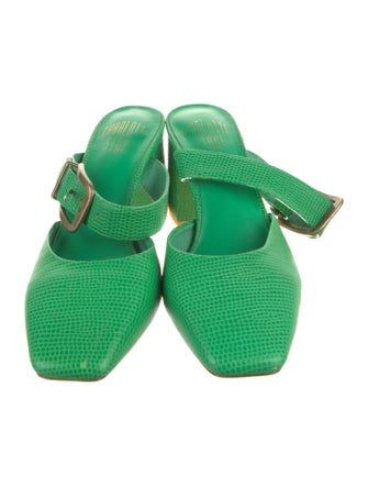 Charlotte Stone Embossed Leather Mules