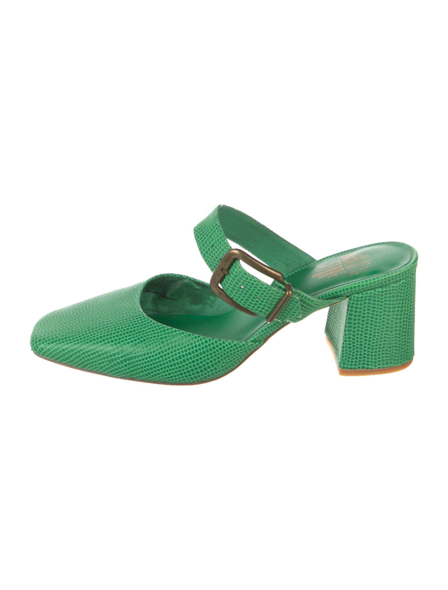 Charlotte Stone Embossed Leather Mules