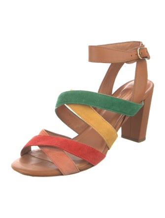 Charlotte Stone Patent Leather Colorblock Pattern Sandals